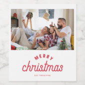 Frohe Weihnachtsfamilie Foto Weinetikett (Einzelnes Label)