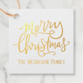 Frohe Weihnachtsfamilie Geschenkanhänger (Vorderseite)