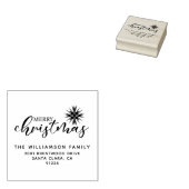 Frohe Weihnachtsfamilie Holz Art Briefmarke Gummistempel (Stempel)