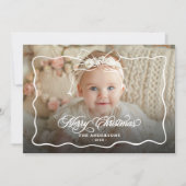 Frohe Weihnachtsfamilie Name & Foto Feiertagskarte (Vorderseite)