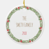 Frohe Weihnachtsfamilie NAME JAAR Feiertag Keramik Ornament (Hinten)