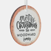 Frohe Weihnachtsfamilie Name Keepake Tree Ornament Aus Glas (Vorderseite Rechts)