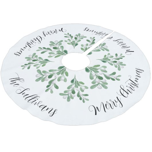 Frohe Weihnachtsfamilie Name Mistletoe Polyester Weihnachtsbaumdecke (Schrägansicht)