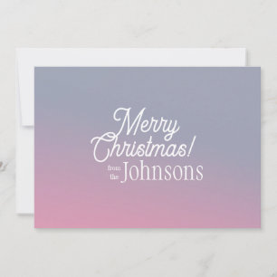 Frohe Weihnachtsfamilie Name Ombre Lilac Pink Feiertagskarte