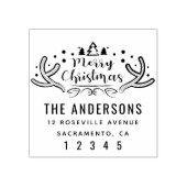 Frohe Weihnachtsfamilie Name Rücksendeadresse Gummistempel (Prägung)