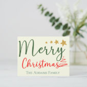 Frohe Weihnachtsfamilie Name Tree wünscht Postkart Postkarte (Stehend Vorderseite)