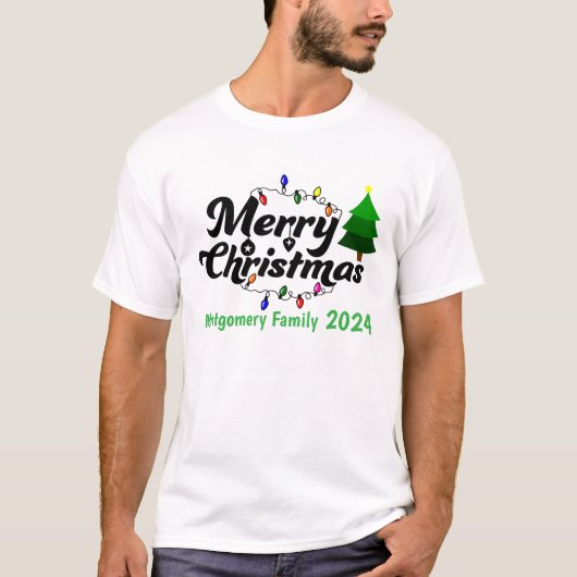 Frohe Weihnachtsfamilie Personalisiert T-Shirt (Vorderseite)