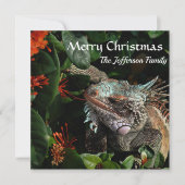Frohe Weihnachtsfamilie Pet Iguana Custom Card (Vorderseite)