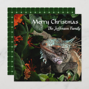 Frohe Weihnachtsfamilie Pet Iguana Custom Card