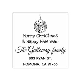 Frohe Weihnachtsfamilie Rücksendeadresse Gummistempel