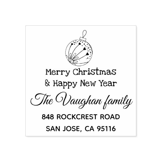 Frohe Weihnachtsfamilie Rücksendeadresse Gummistempel (Prägung)