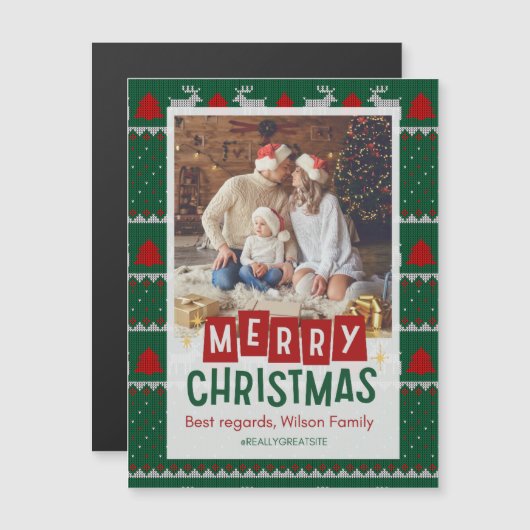 Frohe Weihnachtsfamilie Thin Magnetic Card Magneteinladung (Vorne/Hinten)