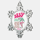 Frohe Weihnachtsfamilie und erste Schneeflocken Zinn-Ornament (Rechts)