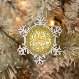 Frohe Weihnachtsfamilie und erste Schneeflocken Zinn-Ornament