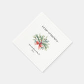 Frohe Weihnachtsfamilie Wasserfarbengrün Serviette (Ecke)