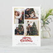 Frohe Weihnachtsfamilienfoto Collage Kariert Feiertagskarte (Stehend Vorderseite)