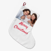 Frohe Weihnachtsfamilienfoto Vorlage Trendy Cool Großer Weihnachtsstrumpf (Vorderansicht (hängend))