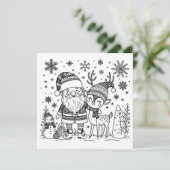 Frohe Weihnachtsfarbe Me | Santa und Reindeer Feiertagskarte (Stehend Vorderseite)