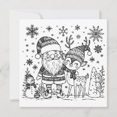 Frohe Weihnachtsfarbe Me | Santa und Reindeer Feiertagskarte (Vorderseite)