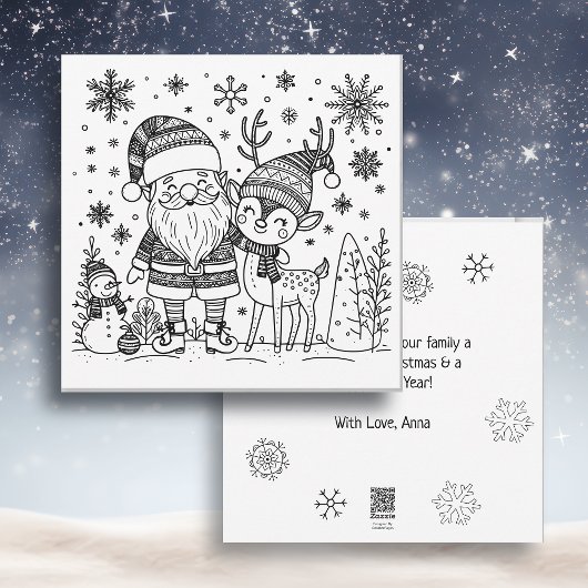 Frohe Weihnachtsfarbe Me | Santa und Reindeer Feiertagskarte