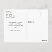 Frohe Weihnachtsfarbe Me | Snowman und Bunny Postkarte (Rückseite)