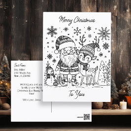 Frohe Weihnachtsfarbe Me | Snowman und Reindeer Postkarte