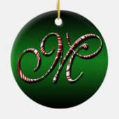 Frohe Weihnachtsfarben Grün Red White Letter M Keramik Ornament (Hinten)