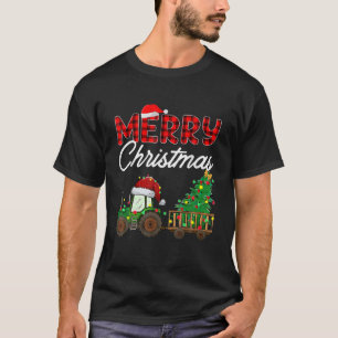 Frohe Weihnachtsfarm Traktor Tree Buffalo Kariert T-Shirt