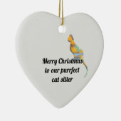 Frohe Weihnachtsfeier Cat Sitter Urlaub Keramik Ornament (Rechts)