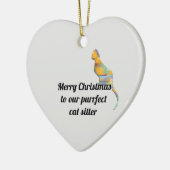 Frohe Weihnachtsfeier Cat Sitter Urlaub Keramik Ornament (Links)