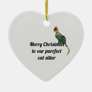 Frohe Weihnachtsfeier Cat Sitter Urlaub Keramik Ornament