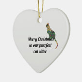 Frohe Weihnachtsfeier Cat Sitter Urlaub Keramik Ornament (Links)