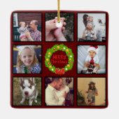 Frohe Weihnachtsfeier Custom Foto Collage Keramikornament (Rückseite)