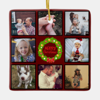 Frohe Weihnachtsfeier Custom Foto Collage Keramikornament