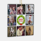 Frohe Weihnachtsfeier Custom Foto Collage Keramikornament (Rechts)