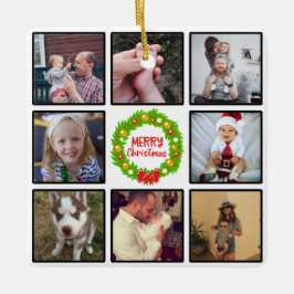 Frohe Weihnachtsfeier Custom Foto Collage Keramikornament