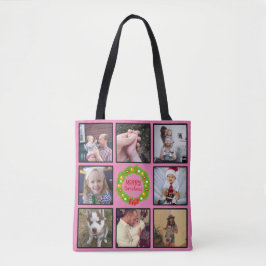 Frohe Weihnachtsfeier Custom Foto Collage Tasche