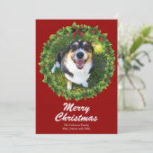 Frohe Weihnachtsfeier Custom Pet Foto Feiertagskarte (Stehend Vorderseite)