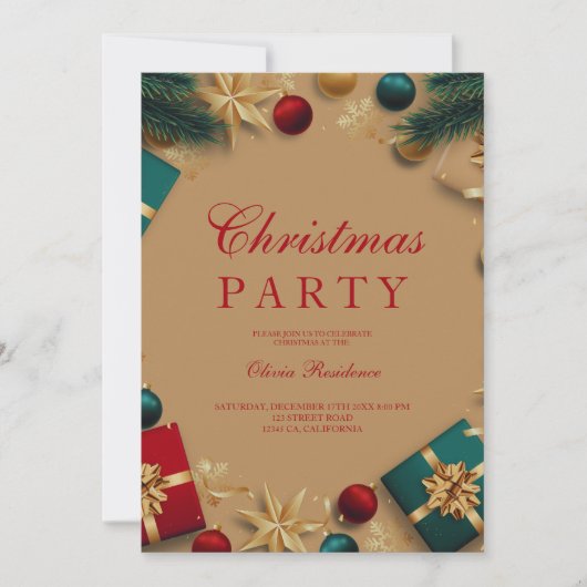 Frohe Weihnachtsfeier Einladung (Vorderseite)