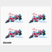 Frohe Weihnachtsfeier - Elfen Rodeln im Schnee Rechteckiger Aufkleber (Blatt)