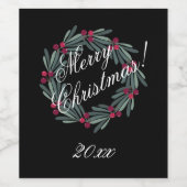 Frohe Weihnachtsfeier Feierlich Stilvoller Urlaub Weinetikett (Einzelnes Label)