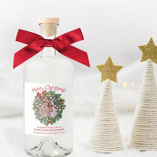 Frohe Weihnachtsfeier Foto Rahmen Spaß Urlaub Alkoholflaschenetikett