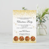 Frohe Weihnachtsfeier Glitter Einladung (Stehend Vorderseite)