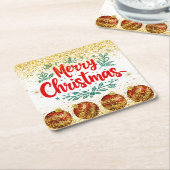 Frohe Weihnachtsfeier Glitter Rechteckiger Pappuntersetzer (angewinkelt)