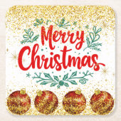 Frohe Weihnachtsfeier Glitter Rechteckiger Pappuntersetzer (Vorderseite)