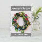 Frohe Weihnachtsfeier Grau Silver Glitzer Feiertagskarte (Stehend Vorderseite)