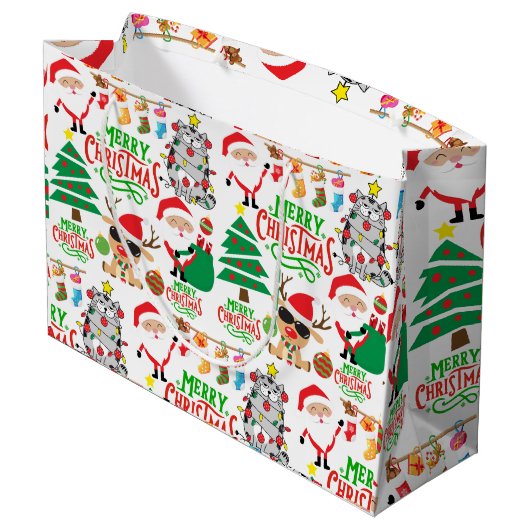 Frohe Weihnachtsfeier Große Geschenktüte (Rückseite Schrägansicht)