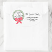 Frohe Weihnachtsfeier Große Rücksendeadresse Ovaler Aufkleber (Tasche)