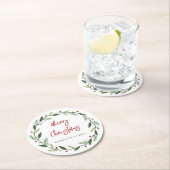 Frohe Weihnachtsfeier Handgeschriebene Familie fes Runder Pappuntersetzer (Vor Ort)