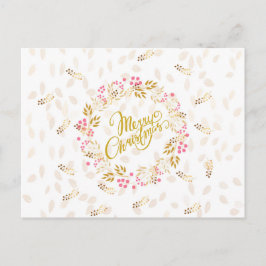 Frohe Weihnachtsfeier in Gold und Rot Feiertagspostkarte